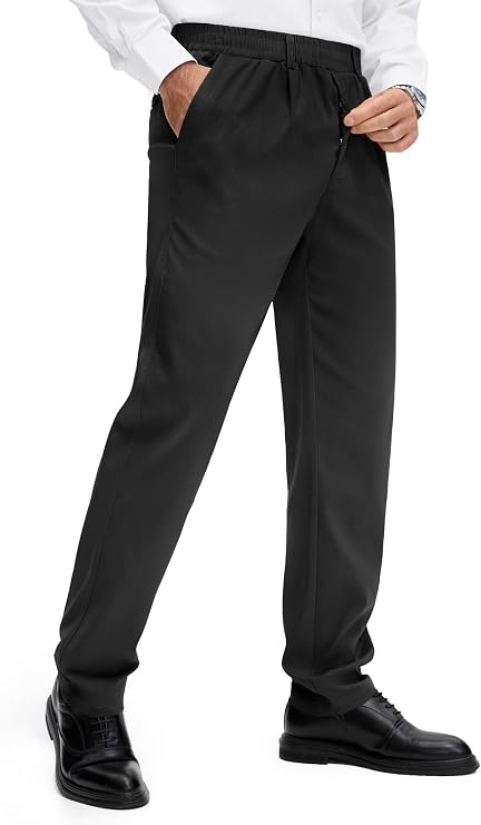 Comdecevis Men's Casual Elastic Waist Pants for Seniors with Magnet Button