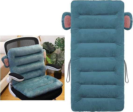 ELFJOY Desk Chair Cushion for Dorm Chair with Back Support 85x45cm Blue