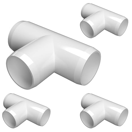 FORMUFIT 1-1/2" Tee Furniture Grade PVC Fitting in White, Made in USA, UV-Resistant, Impact-Proof, 1.900 Actual Socket Diameter (Pack of 4) - F112TEE-WH-4