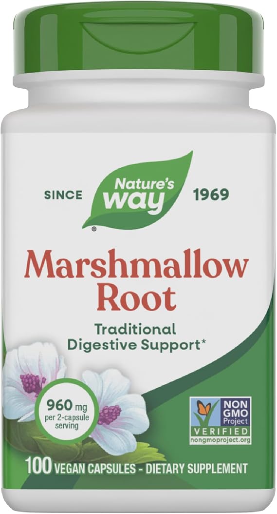 Nature's Way Premium Herbal Marshmallow Root, 960 mg per Serving, 100 VCaps
