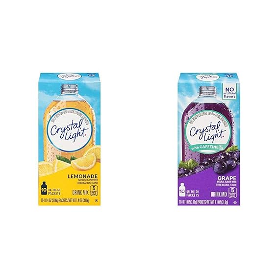 Crystal Light Lemonade with Grape Drink Mix (120 Packets, 12 Canisters of 10)