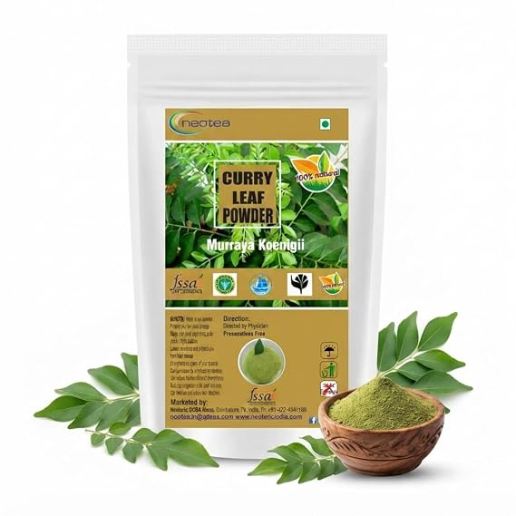 Neotea Natural Curry Leaf Powder | Fresh Aroma & Distinct Flavor | Ideal for Soups, Stews, Curries, Chutneys & Rice | Vegan | Gluten-Free | No Artificial Colors (100 GM(3.52 OZ))