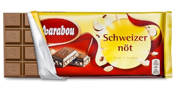 Marabou Chopped Hazelnuts Original Swedish Milk Chocolate Schweizernot Bar 200g. By Kraft Foods