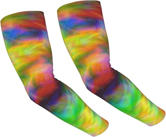 Glitch Neon Glow Space Alien Planet Laser Show Cooling Arm Sleeves Upf 50+ With Thumb Holes - Stretchable Compression Sleeve For Men & Women, Lightweight For Golf, Running.
