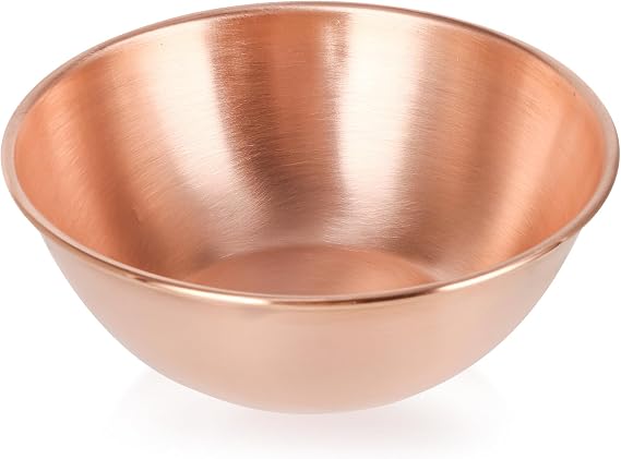 8'' Large Copper Mixing Bowl for Egg Beating, Fruit, Salad, Soup & Side Dishes, Decorative Tray, Ayurveda Water Purification & Energy Balance, Essential for Professional Bakers