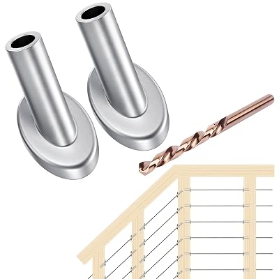 [Patent Design] CKE 40 Pack 45 Degree T316 Marine Grade Stainless Steel Angle Beveled Protector Sleeves Wood Post Protector for 18 Wire Rope Cable Railing, Come with a Free Drill Bit