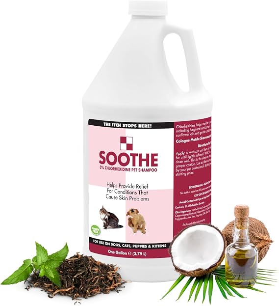 ShowSeason Soothe Itch Relief Pet Shampoo for Dogs & Cats 1 Gallon | Antiseptic | Cools Red, Inflamed Skin | Made in USA