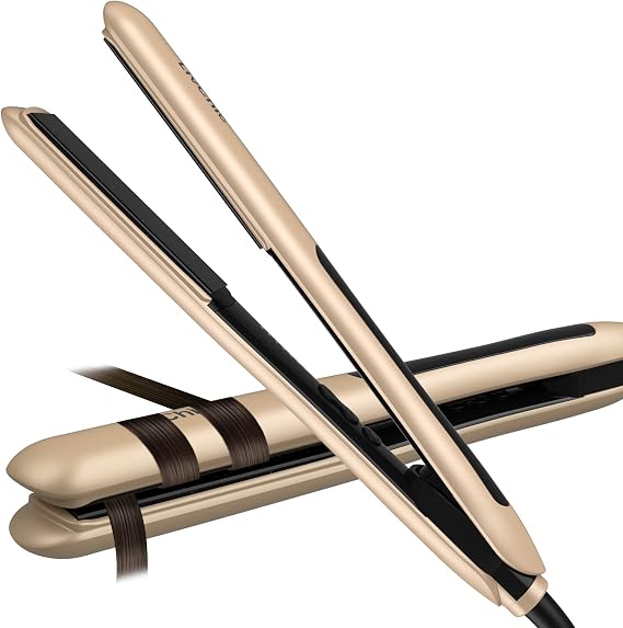 Professional Hair Straightener Ceramic Tourmaline Flat Iron Straightens and Curls 2 in 1 Adjustable Temp up to 450F Avoid Snagging