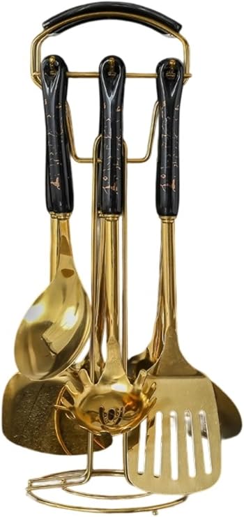 Kitchen Utensils Set Kitchen Utensils Kitchen Gadgets Ceramic Handle Cookware Storage Pot Rack Cooking Tools Easy Clean Spatula Spoon Home Stainless Steel 2