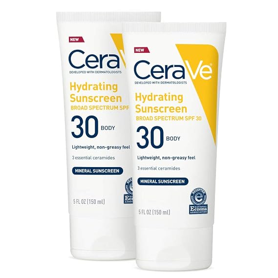 CeraVe 100% Mineral Sunscreen Spf 30 | Body Sunscreen With Zinc oxide & Titanium Dioxide for Sensitive Skin | 5 Oz, Pack Of 2