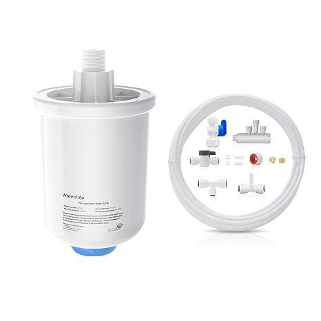 Waterdrop XT Small Water Pressure Tank, Fits 3/8" Water Tubing | RO Tank Compatible with X8/X12/X16/G3/G5 RO System to Connect Refrigerator or Ice Maker, Built-in Diverter Valve, BPA-Free