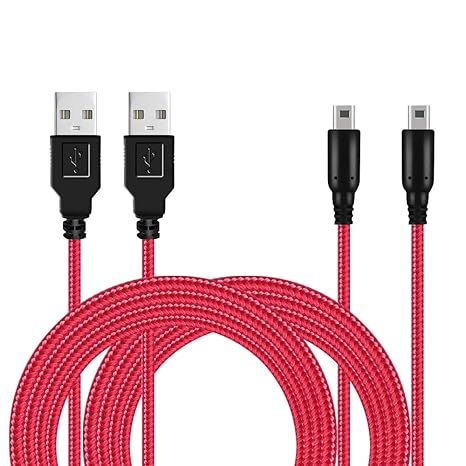 2 Pack 5ft 3DS/ 2DS USB Charger Cable, Nylon Braided Power Charging Cord Cable Compatible with Nintendo 3DS/ 2DS/ DSi