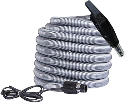 OVO Volt Universal Central Vacuum 30354050ft Dual Voltage Switch Control at The Handle-Fits Most Inlets-Crushproof-withWithout Hose Protector Cover, Black, 30ft hose, ACCHO-30HV-BK.