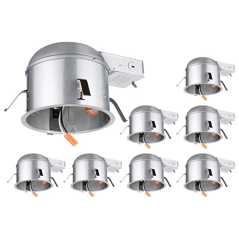 TORCHSTAR 8-Pack 6 Inch Shallow Remodel Recessed Lighting Housing 120-277V