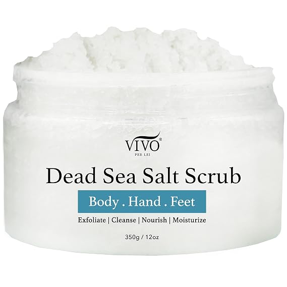 Vivo Per Lei Dead Sea Salt Body Scrub - Devotion - 12 Oz - 1 Pack | Gentle Exfoliating Scrub for Hands & Feet - Smooths Rough Areas Like Elbows & Knees - Also Moisturizes Skin