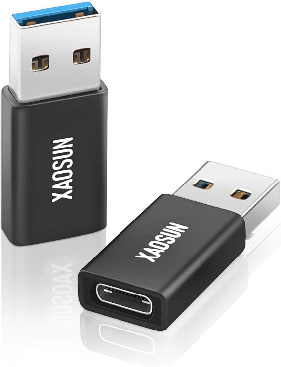 XAOSUN [10Gbps] USB C Female to USB Male Adapter (2-Pack), 3.1 USB A to C Adapter, One-Sided SuperSpeed Data Sync & 100W Fast Charging for iPhone 17/16 Plus Pro Max, Laptop, Charger, Quest Link, etc.
