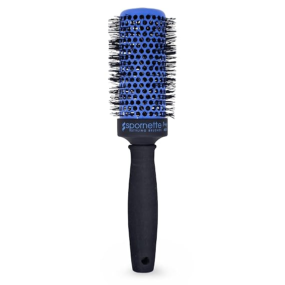 Spornette Prego 2.5 inch Round Brush (#270) with Tourmaline Ceramic Vented Barrel and Nano-Silver Ion Bristles for Straightening, Styling, Curling and Volumizing Short, Medium, Long Hair Types