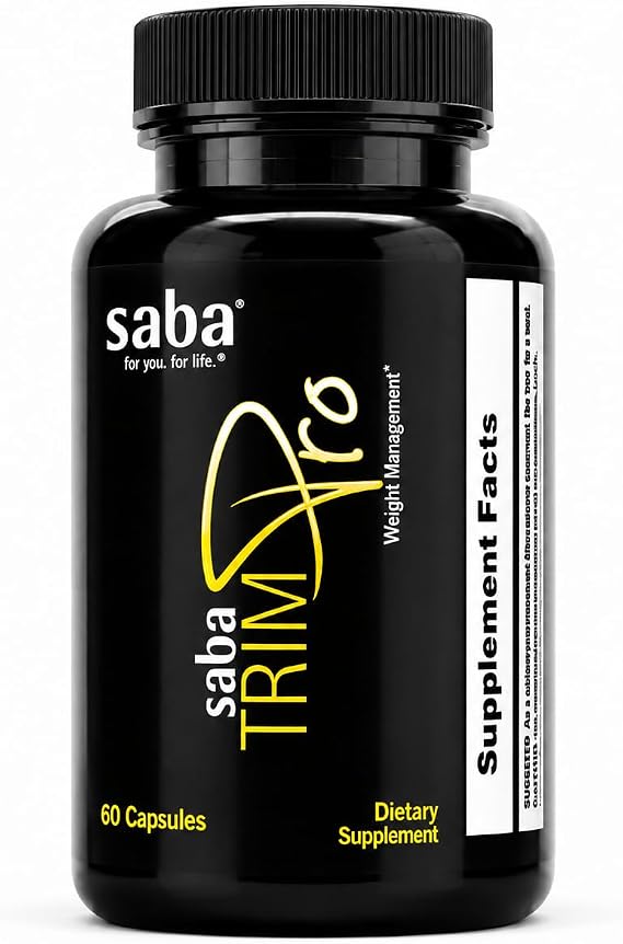 Saba Trim ProTM Metabolism & Weight Management Support Thermogenic Formula with CapsiMax, Phase 2, Green Tea & Dandelion Appetite, Energy, Water Retention & Bloating Support 60 Capsules