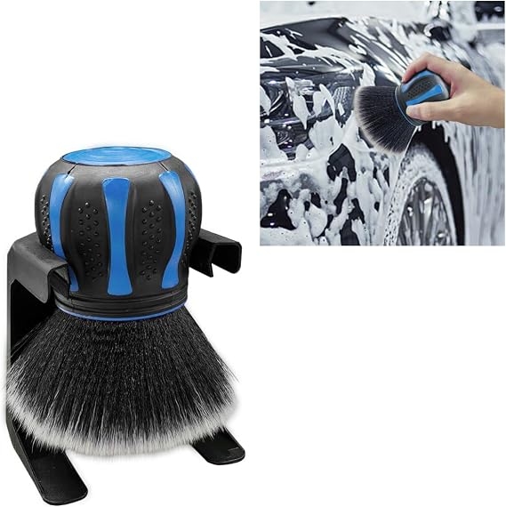 Car Detailing Brush, Ultra Soft Bristles XL Synthetic Brush, Auto Interior Dusting Brush with Storage Rack, Car Cleaning Tool for Vehicle Air Conditioner Vents, Dashboard, Leather (Blue)