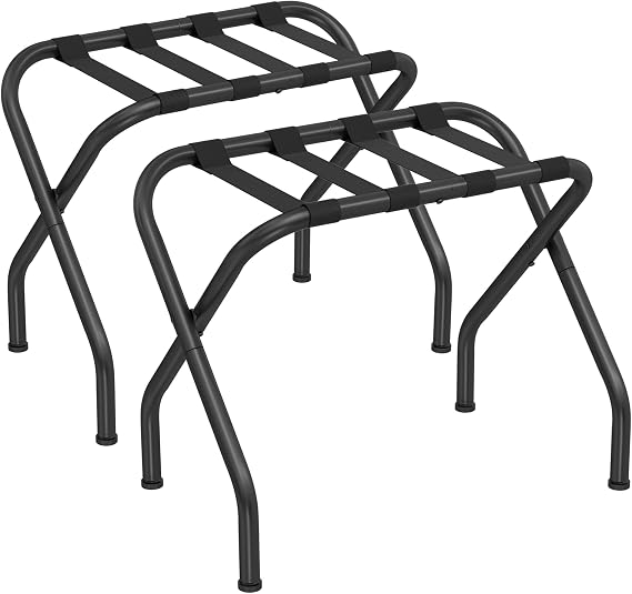 SONGMICS Luggage Rack, Pack of 2, Foldable Steel Frame | Holds up to 110 lb, 27.2 x 15 x 20.5 Inches, Black, MAZIO Collection URLR001B02
