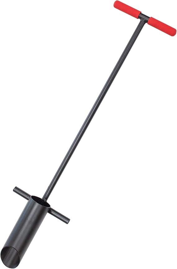 Bully Tools Bulb Planter Tool - 3-Inch Diameter Durable Steel with T-Style Handle for Planting Bulbs, Annuals, and Plugs, Ideal for Gardening, Lawn, and Fall Planting - 100% Made in The USA, 48-Inch