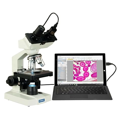OMAX M82EZ-C50S 2500X LED Binocular Lab Compound Microscope with 5MP | 40X-2500X Magnification Range 5MP CMOS Sensor USB 2.0 Connectivity Compound Biological Microscope Mechanical Stage