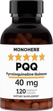 MONOHERB PQQ 40 milligrams - PQQ Supplement, Pyrroloquinoline Quinone, 120 Capsules