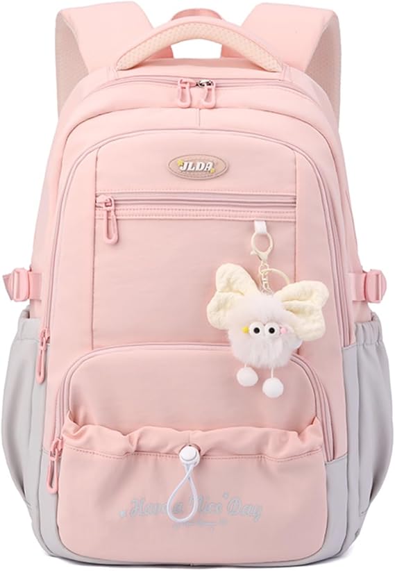 Cute Solid Colour School Bags for Girls，Primary Middle School Backpack for Teens