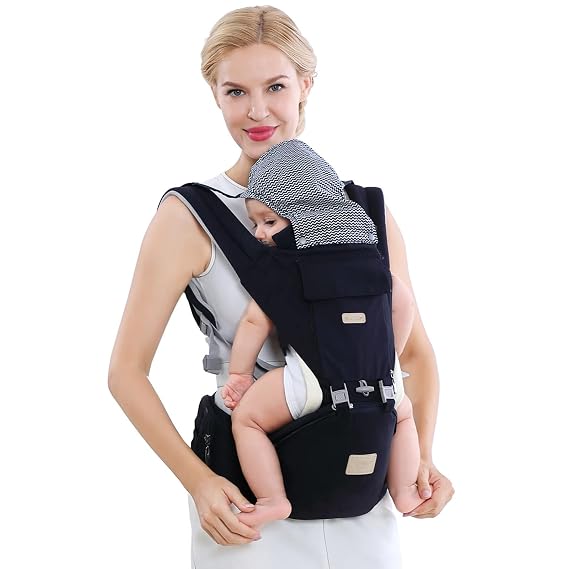 Insular Baby Carrier with Hip Seat, 3-in-1 Baby Carrier Newborn to Toddler, 360 Ergonomic Baby Carrier Backpack, Kangaroo Front Baby Carrier Wrap(Navy Blue)