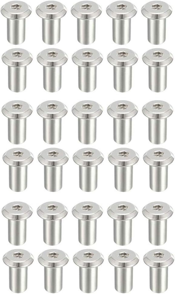 uxcell M6x15mm Rivet Hex Socket Head Insert Nut Screw Post Nickel Plated 30pcs
