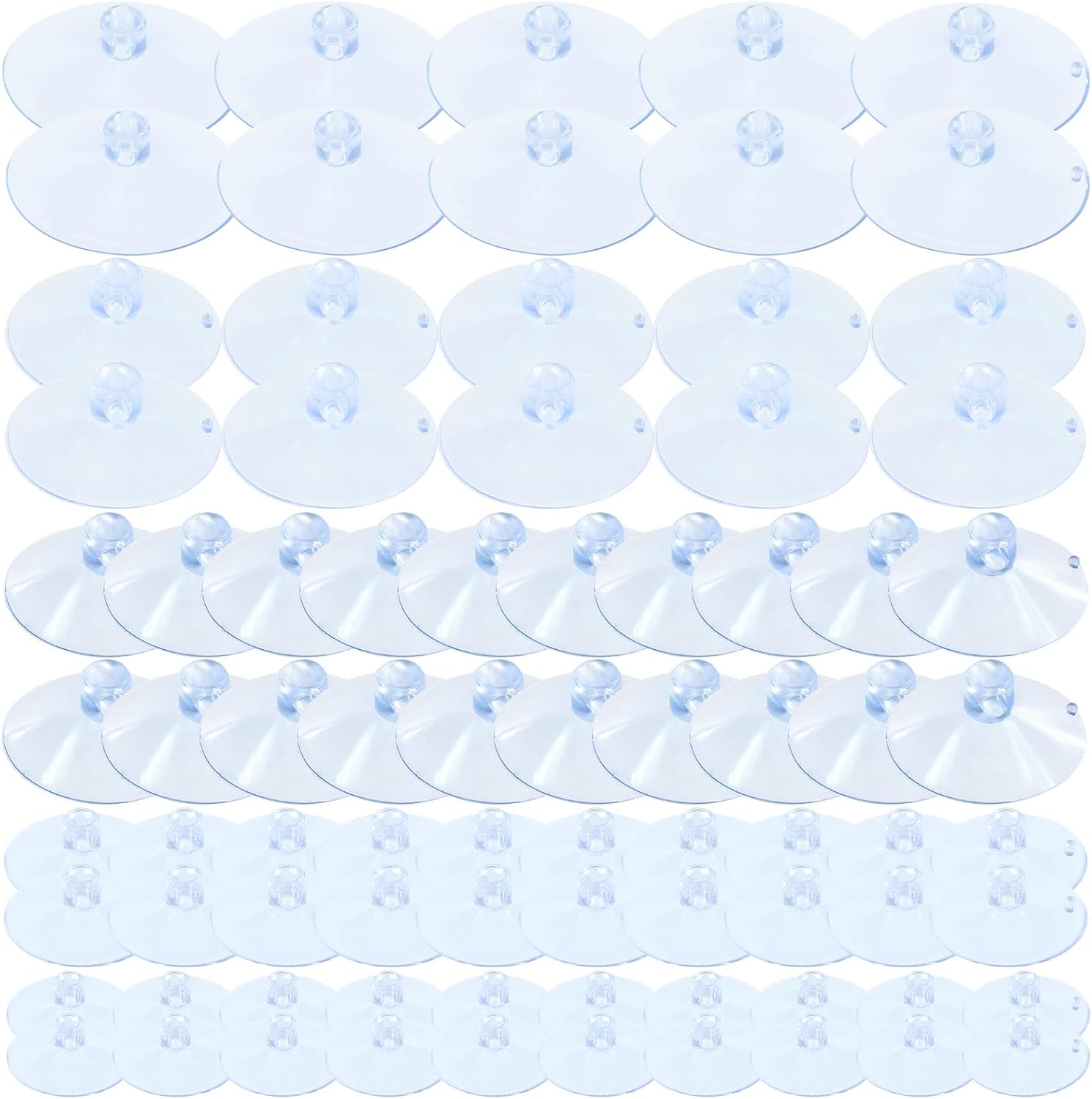 Keadic 80 Pcs 5 Sizes Rubber Clear Suction Cups Set, 2.533.544.5 CM Heavy Strength Anti-Collision Plastic Sucker Pad Without Hooks for Home Kitchen Bathroom Hanging