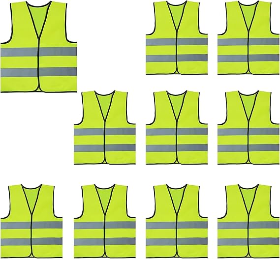 GOGO 10 Pack Child Reflective Vest For Outdoors Sports, Safety Vest, Preschool Uniforms-NeonGreen