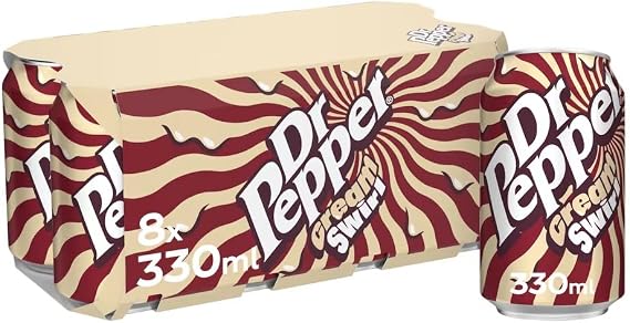 Dr Peper Original Sparkling Soft Drink, 8 x 330ml Cans, Fizzy Carbonated Beverage Pack (Dr Peper Cream Swirl 8x330ml)