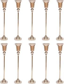 10 Pcs Wedding Flower Vases, 30.5 in Metal Trumpet Vase Versatile Metal Wedding Centerpieces Vase for Wedding Party Dinner Centerpiece Event for Anniversary Birthday Event Aisle Decoration