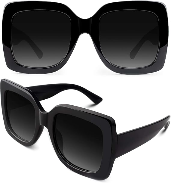 Oversized Square Sunglasses - Polarized UV400 Retro Vintage Fashion Shades