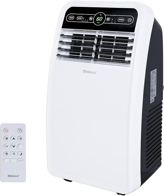 Shinco 8,000 BTU Portable Air Conditioner, AC Unit with Built-in Cool, Dehumidifier & Fan Modes for Room up to 350 sq.ft, Conditioner Remote Control, 24 Hour Timer, Installation Kit