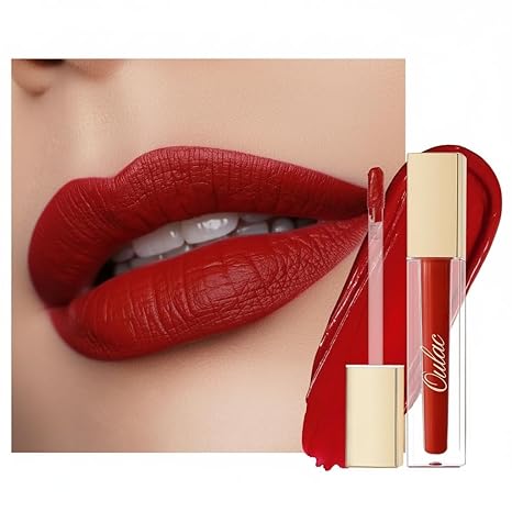 Oulac Lippenstift Rot Matt Langanhaltender Roter Lippenstifte Wasserfester mit Kussechter No-Transfer Flüssig Cremige Textur Hochpigmentiert Matte Ink Lasting Tint Vegan 45 ml (M01)