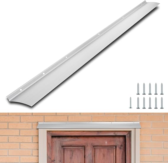 52 Inch Door Drip Guard, Aluminum Rain Deflector for Large Door Window | Extended Length Water Shield, Exterior Door Canopy Trim, Helps Prevent Leaks & Wall Stains