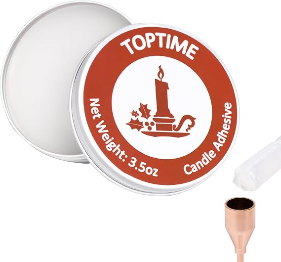 Taper Candles Accessories, Wax Candle Adhesive 3.5 Ounces Holds Taper Candlesticks Straight, White Tacky Wax in Jar for Secure Candle Glue to Hold Multi-Size Candles in Place 100G