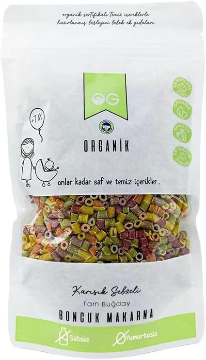 OG Organic Whole Wheat Bead Pasta with Mixed Vegetables 200 gr +8 Months