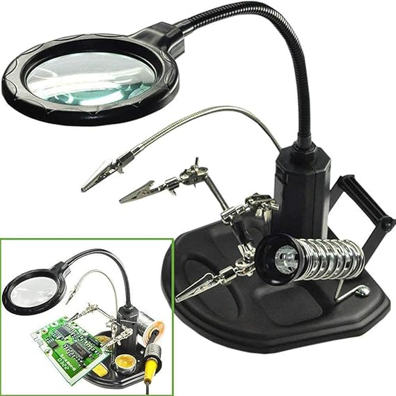 WellHise ACN-129 Led Soldering Iron Stand Soldering Iron Stand with Desktop Magnifier