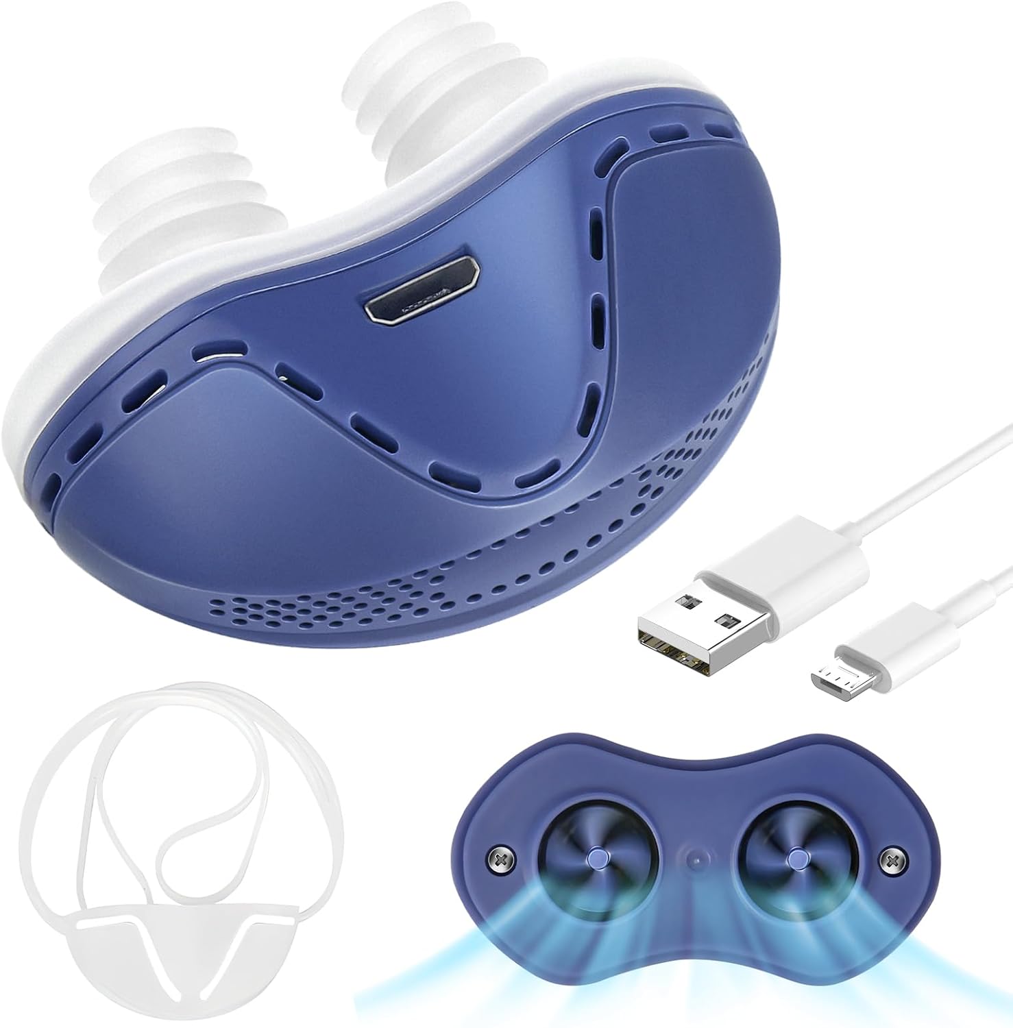 Anti Snoring Devices,Electric Snoring Solution,Mini Portable Stop Snore Device,Adjustable Airflow Snoring Reduction Nasal Dilators for Men & Women,Blue