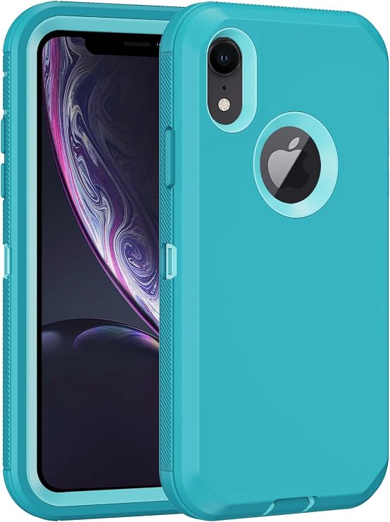 for iPhone XR Case, with Built in Screen Protector Heavy Duty Drop Protection, Full Body Rugged Shockproof Dust Proof 3- Layer Tough Protective Phone Cover for Apple iPhone XR (Mint)