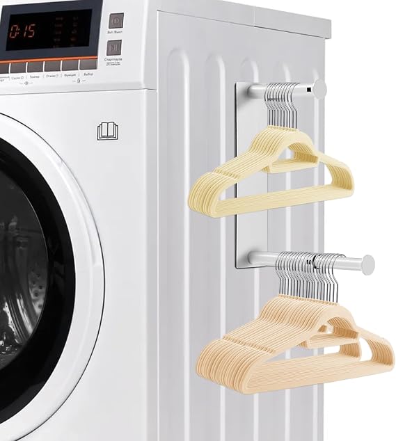 Magnetic Hanger Organizer Stacker, Upgrade Extendable Hanger Storage Rack for Washing Machine, Closet, Laundry Room Organization, Hanger Stand Rack for Adult Kids Velvet Hangers