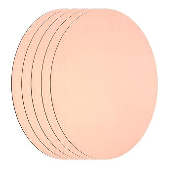 MECCANIXITY 5 Pcs Round Copper Plate, 80mm (3.15") Dia Pure Copper Sheets, 0.5mm(0.02") T2 Pure Copper Plates for Crafts, DIY, Electrical Repairs, Industrial Use