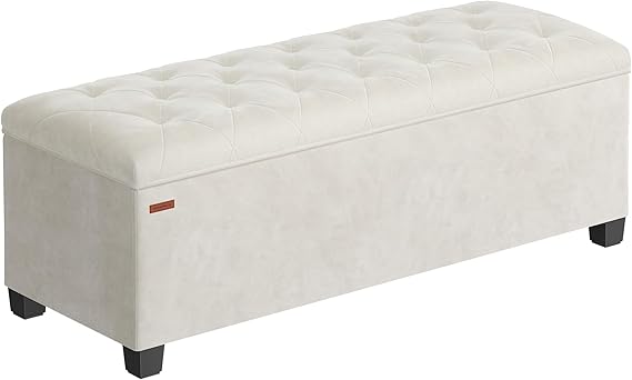 SONGMICS Storage Ottoman Bench, Foot Rest with Legs, Load up to 661.4 lb