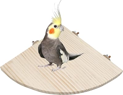 Bird Perch Stand Platform, 11.8 × 11.8 Inch Natural Wooden Small Animals Cage Shelf, Cage Accessories for Parrots Parakeets Cockatiels Rats Hamster Guinea Pig Conure Chinchillas