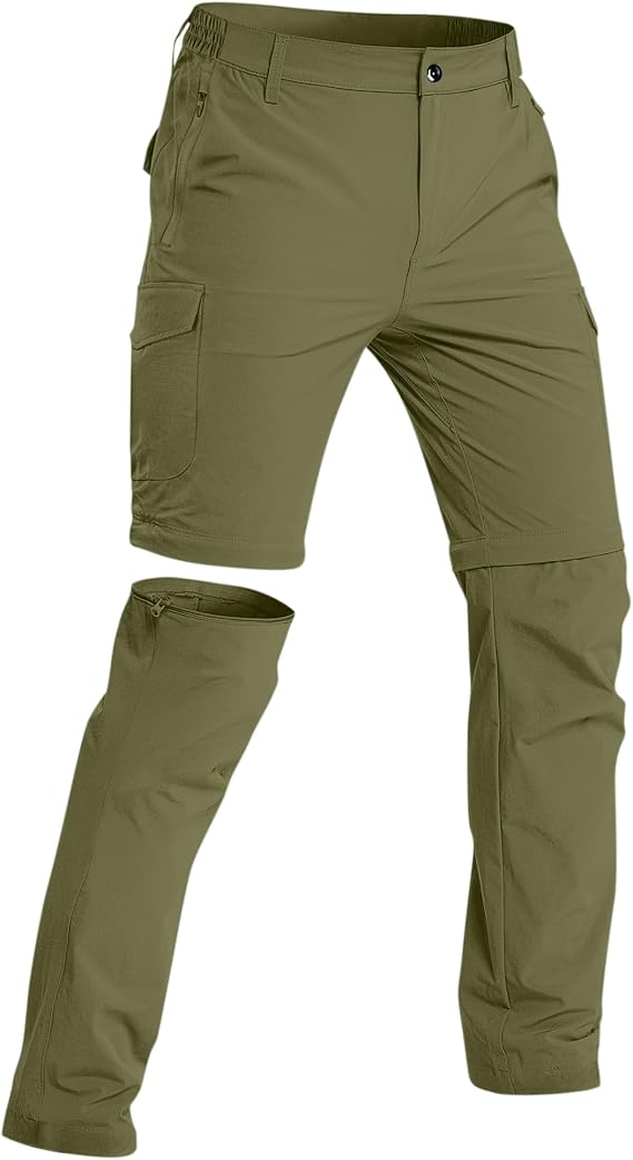 Mens Hiking Pants Stretch Convertible Cargo Pants Lightweight Quick Dry Water-Resistant Pants with 6 Pockets