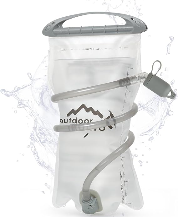 1.5L/2L/3L Hydration Bladder, INOXTO Water Bladder with Water Reservoir Hose Insulator & High Flow Bite Valve for Hiking Backpack, Leak Proof 1.5/2L/3L Water Reservoir for Camping Cycling Running