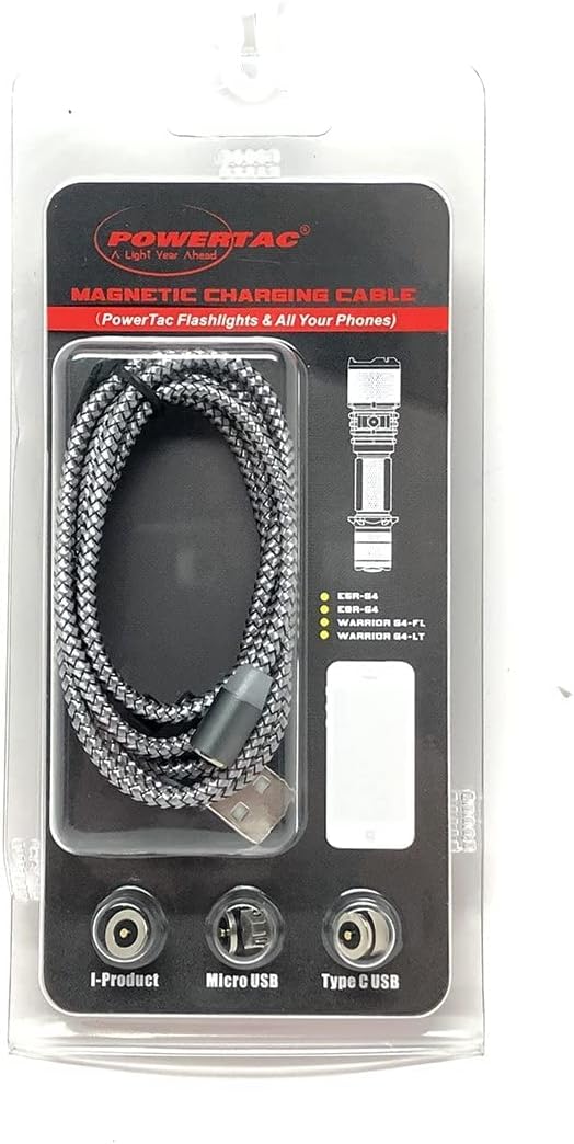 PowerTac MAGCHAR-K: 3-in-1 Magnetic Charging Cable for Micro-USB/Type-C/iPhone